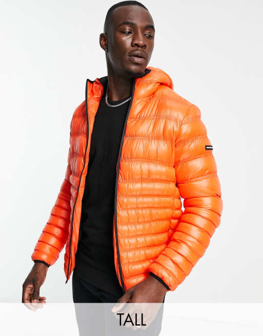 Good For Nothing Tall hooded puffer jacket in orange ASOS