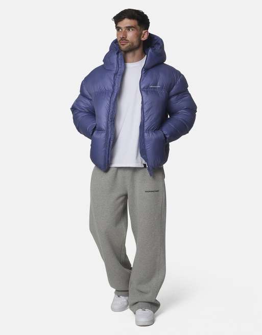 Good For Nothing Translucent hooded padded puffer jacket in blue, 3 of 4