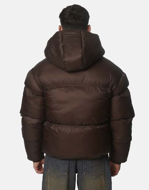 Good For Nothing Translucent hooded padded puffer jacket in brown, 2 of 4