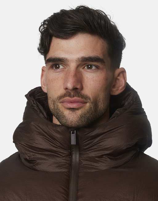 Good For Nothing Translucent hooded padded puffer jacket in brown, 4 of 4