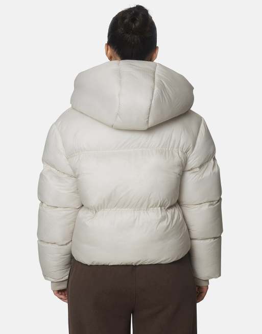 Good For Nothing Translucent short hooded padded puffer jacket in ecru, 2 of 4