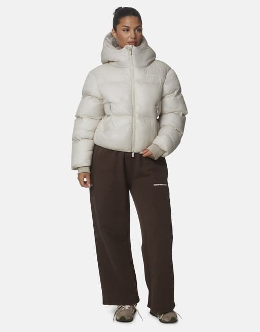 Good For Nothing Translucent short hooded padded puffer jacket in ecru, 3 of 4
