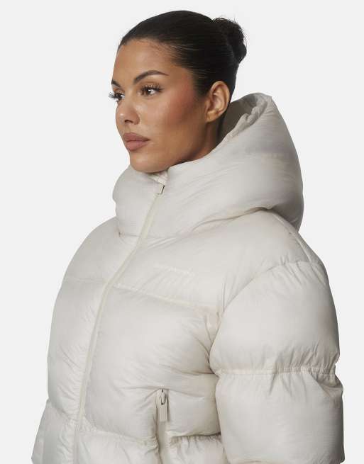 Good For Nothing Translucent short hooded padded puffer jacket in ecru, 4 of 4