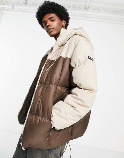 Oversized beige puffer jacket clearance