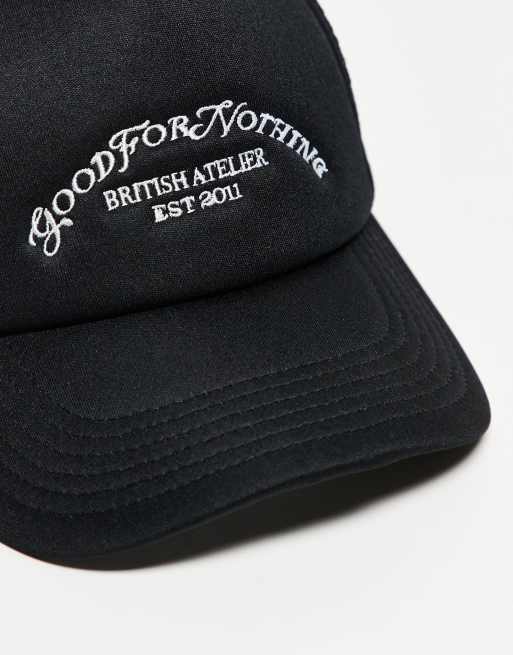 Good For Nothing trucker baseball cap in black