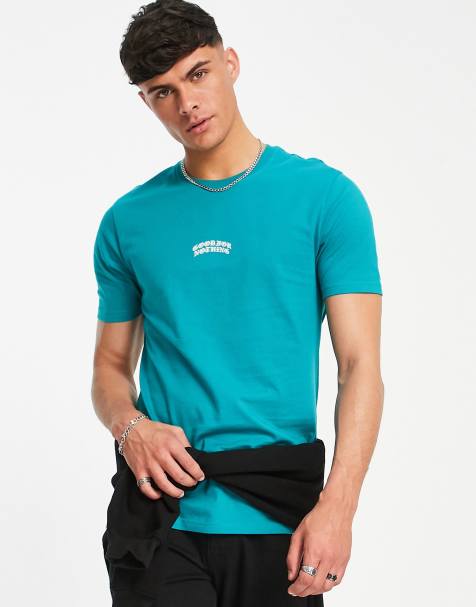 Good For Nothing – Turkosblå t-shirt med centrerad logga - view 1