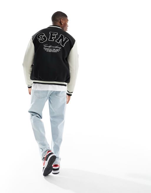 Good For Nothing - Varsity jack met logo in zwart en crème