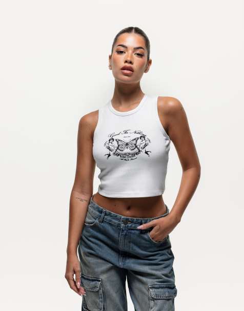 Good For Nothing vest top with angel print in beige - view 1