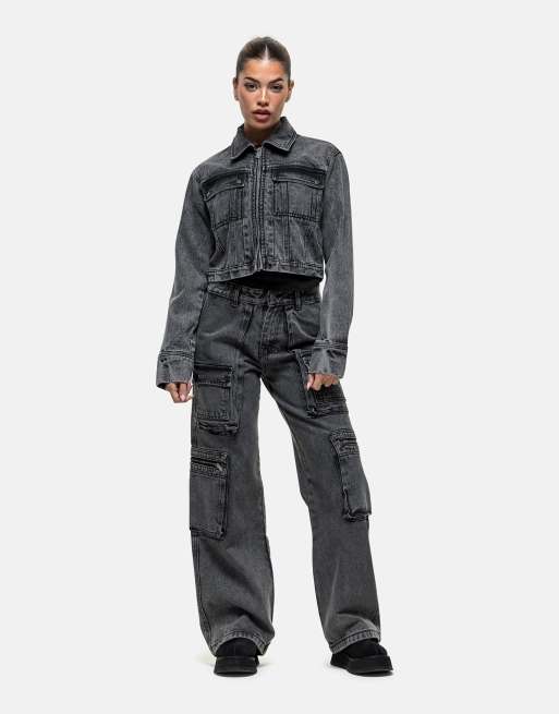 Good For Nothing - Veste d'ensemble courte en jean - Noir délavé , 4 de 4