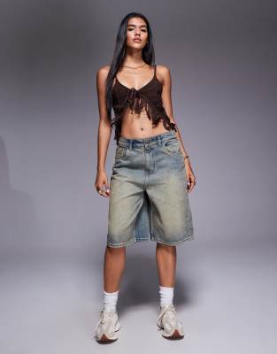 Good For Nothing Vintage denim longline shorts in blue