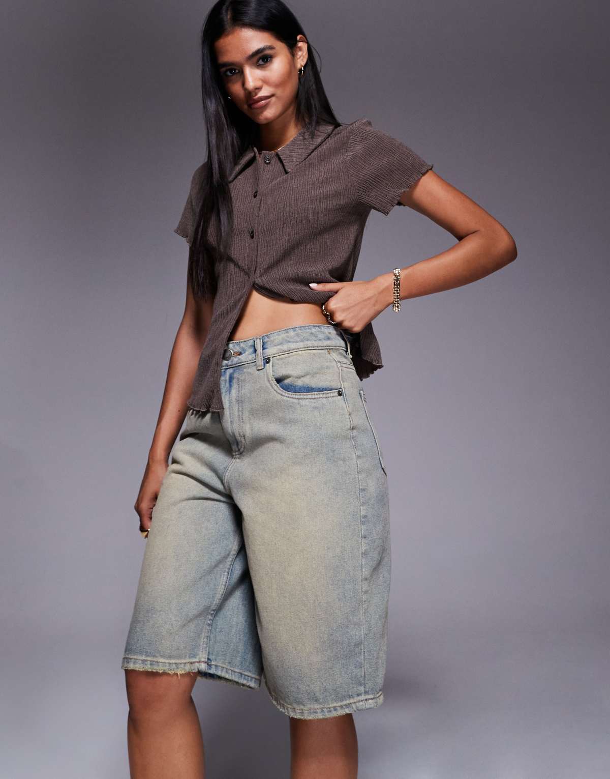 Good For Nothing Vintage denim longline shorts in blue