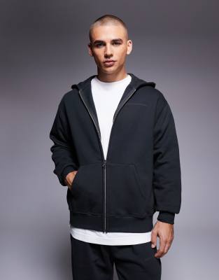 Good For Nothing Vintage relaxed zip through hoodie in black
