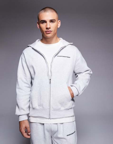 Good For Nothing Vintage relaxed zip through hoodie in grey - view 1