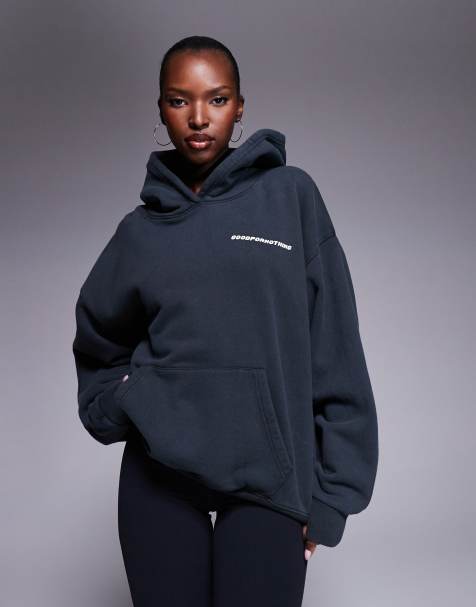 Good For Nothing Vintage wash oversized hoodie in black - view 1