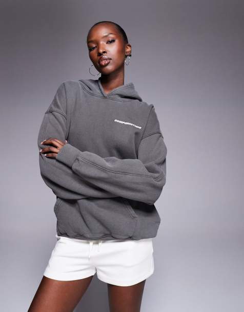 Good For Nothing Vintage wash oversized hoodie in grey - view 1
