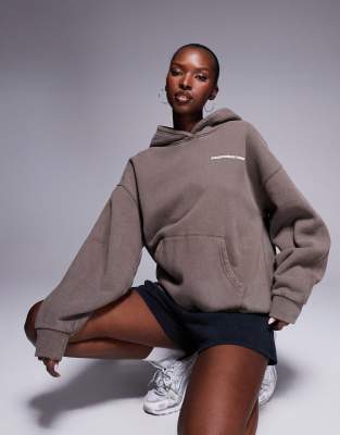 Good For Nothing Vintage wash oversized hoodie in taupe-Neutral