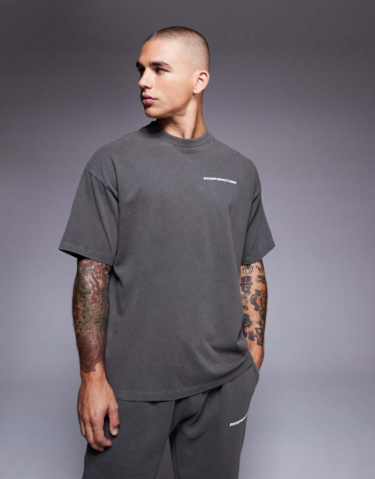 Good For Nothing Vintage wash relaxed t-shirt in grey