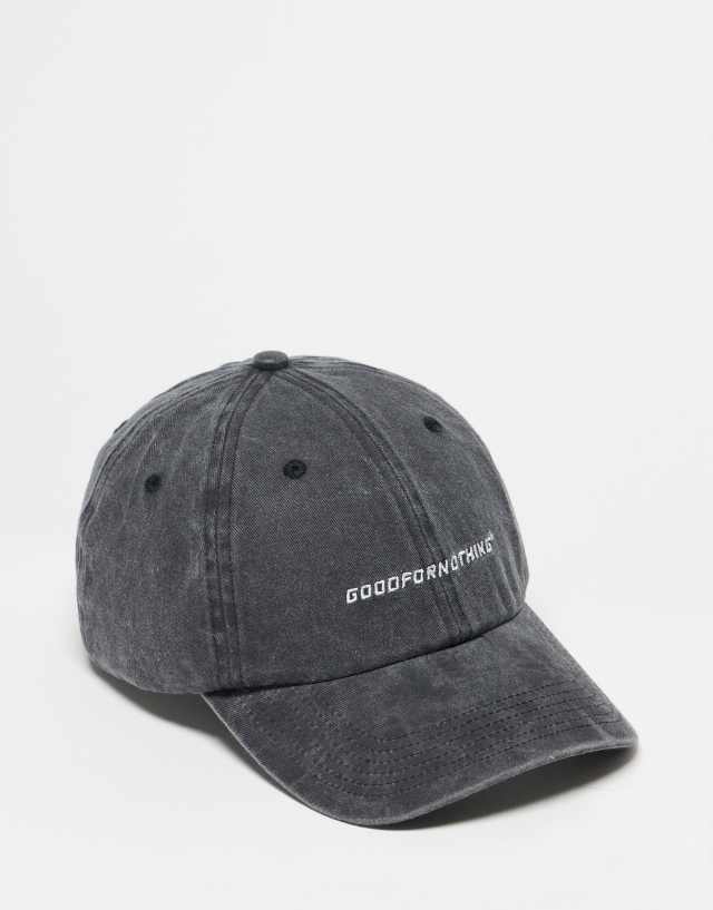 Good For Nothing - washed branded cap in black