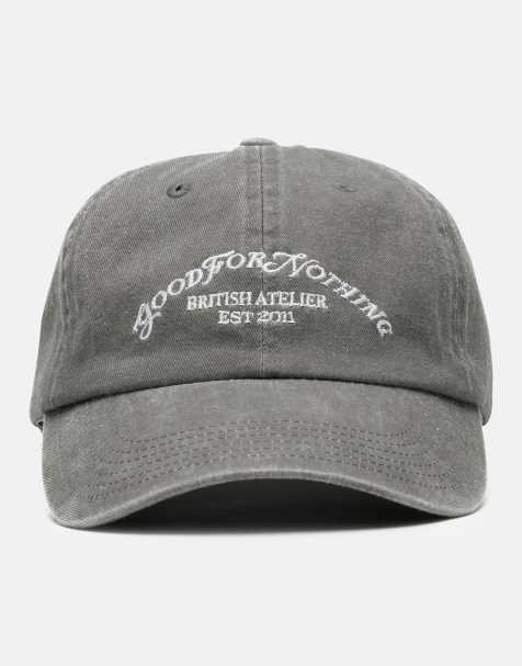 Good For Nothing Washed cap with embroidered logo in grey - view 1