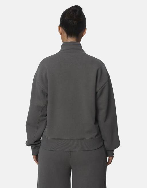 Good For Nothing Washed cotton funnel neck zip sweatshirt in grey, 2 of 4