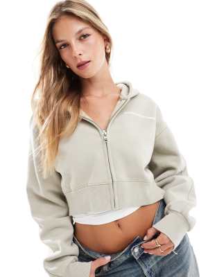 Good For Nothing Good For Nothing washed zip up logo hoodie in beige-Neutral