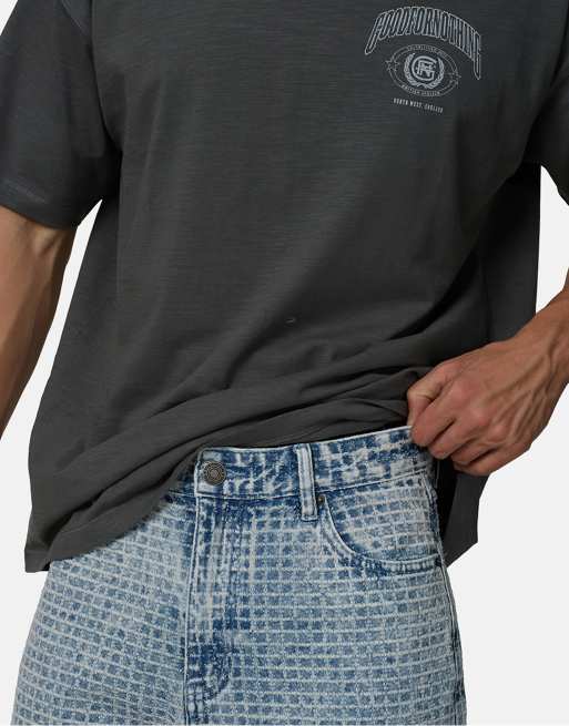 Good For Nothing – Weite Jeansshorts aus Jacquard in verwaschenem Blau, 4 von 4