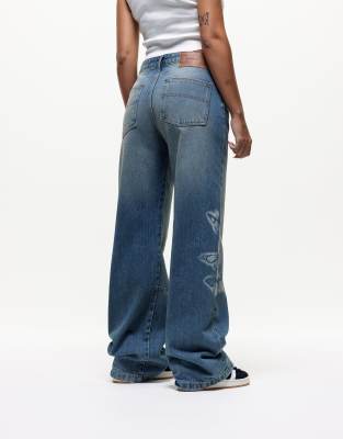Good For Nothing Wide Leg Jeans With Butterfly Stamp Detail