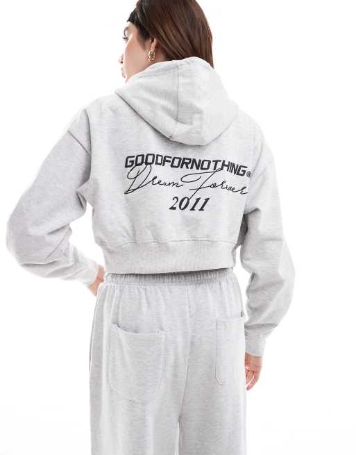 Good For Nothing zip through hoodie in gray heather - part of a set, 4 of 4