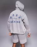 [Good For Nothing] Good For Nothing zip up hoodie with back print in grey (part of a set) L Grey