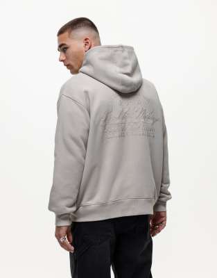 zip up washed hoodie in beige-Neutral