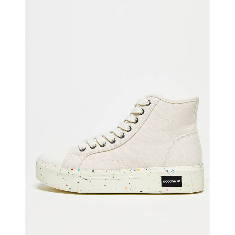 Good News Juice high top chunky sneakers in beige with speckled