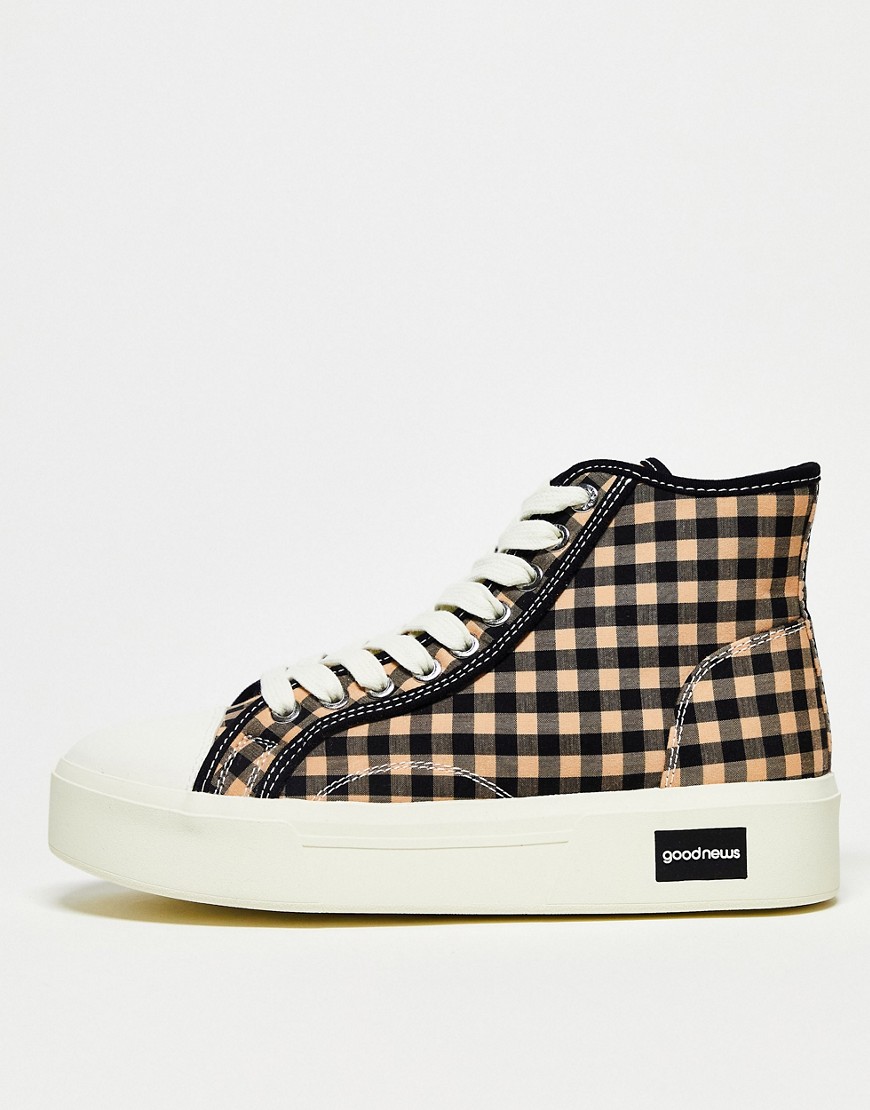Good News Juice high top chunky trainers in checkered prin-Black
