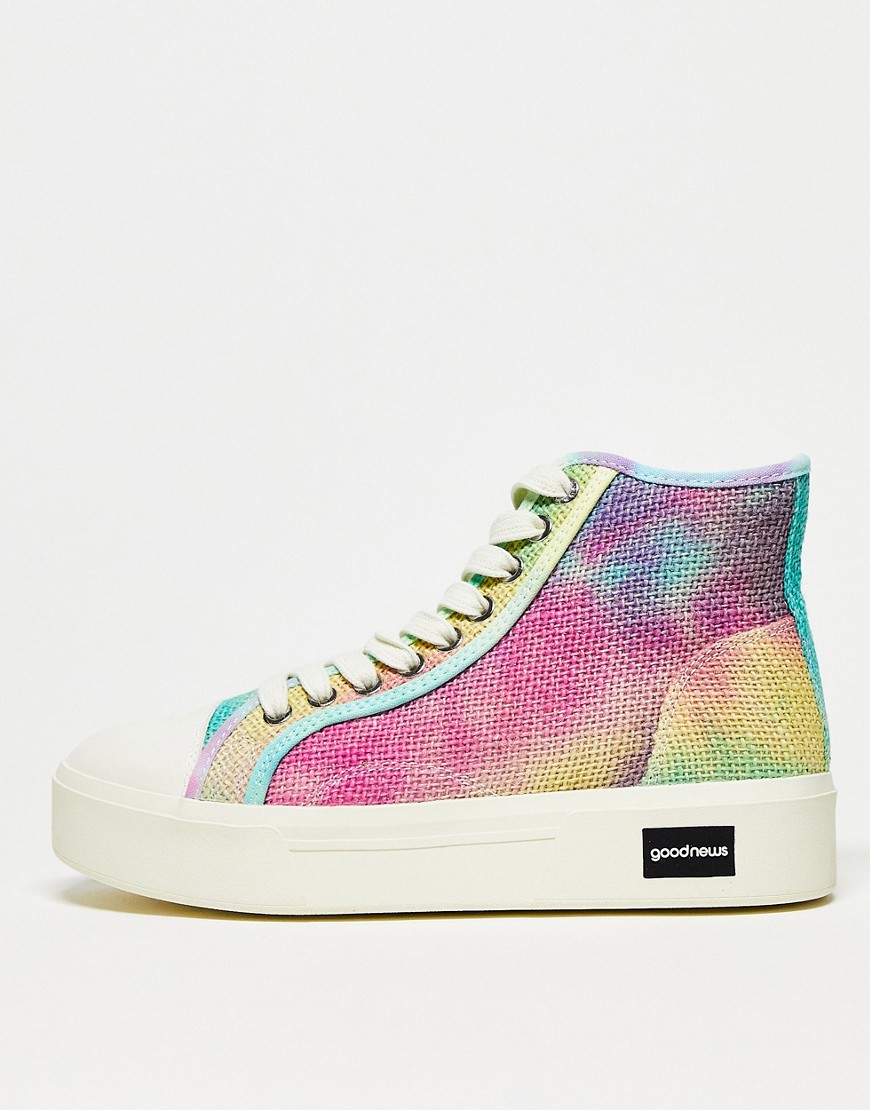 Good News Juice high top chunky trainers in pastel marble print-Multi