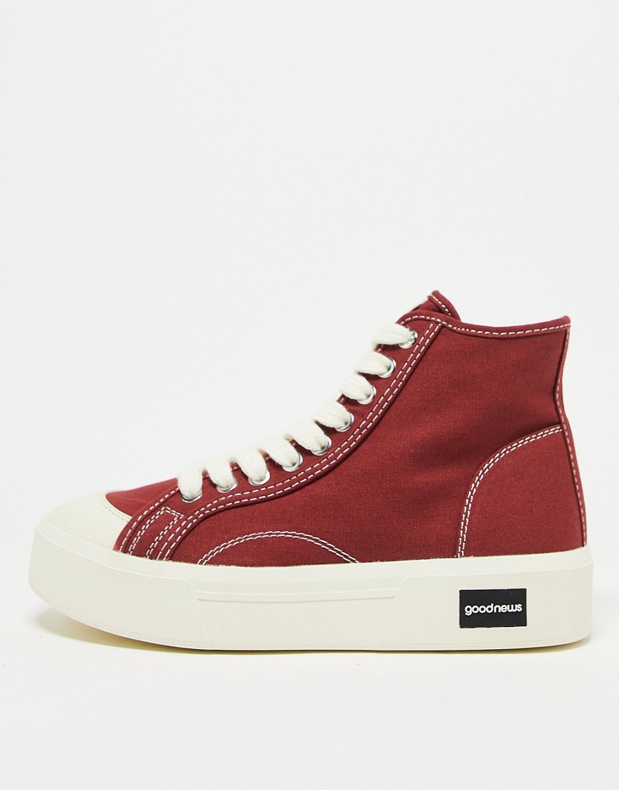 Good News Juice high top trainers in burgundy-Red