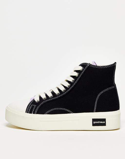 Good News – Juice – Knöchelhohe Sneaker in Schwarz-Lila mit dicker Sohle 