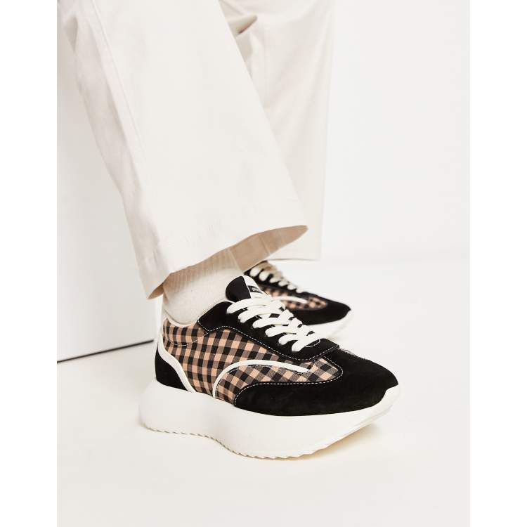 Good News Kook Sneakers met dikke zool in zwarte gingham ruit