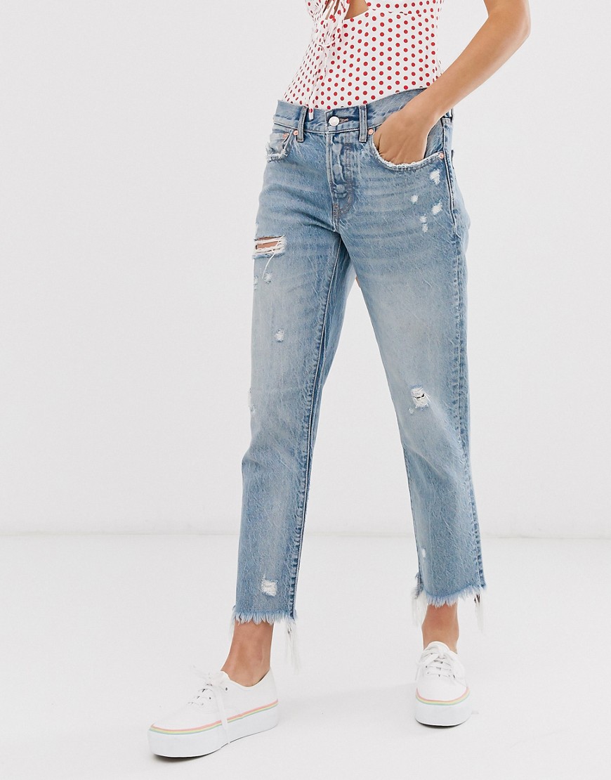 Good Times cropped, rigid, afslappet jeans fra We The Free by Free People-Blå
