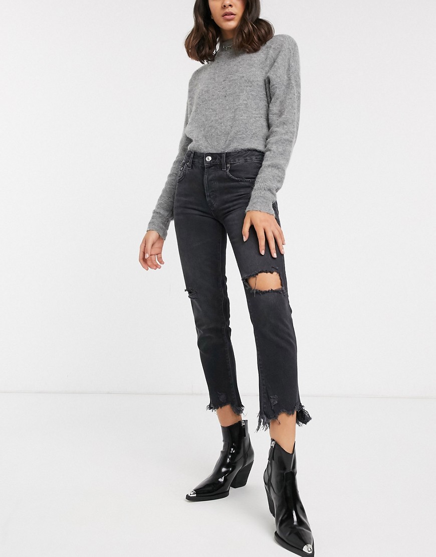 Good Times cropped, rigid, afslappet jeans fra We The Free by Free People-Sort