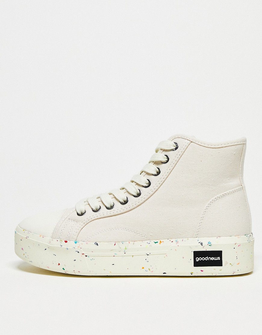 Goodnews Juice high top chunky trainers in beige with speckled sole-Neutral