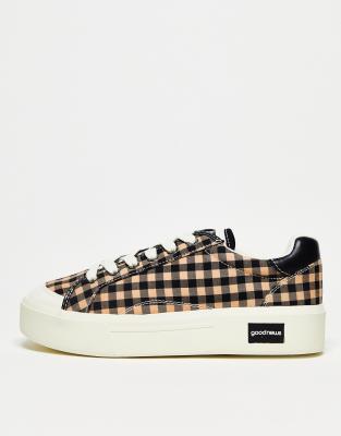 Goodnews Opal chunky trainers in checkered print-Black