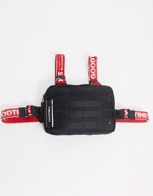 GoodTimes Kowloon recycled chest bag in black