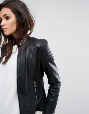 collarless leather jacket womens