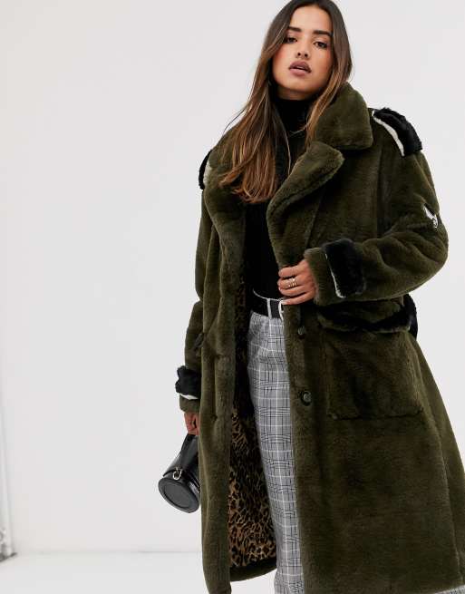 Goosecraft faux fur military coat