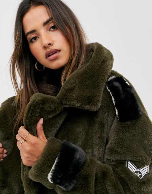 Army fluffy coat sale