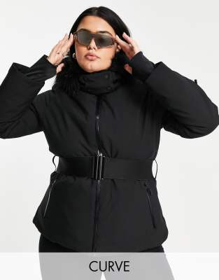 Горнолыжная куртка с искусственным мехом ASOS 4505 Curve-Черный цвет