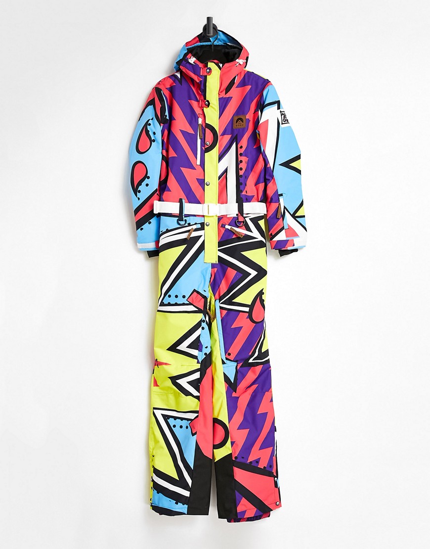 фото Горнолыжный костюм унисекс с разноцветным принтом в стиле ретро oosc-многоцветный old school ski