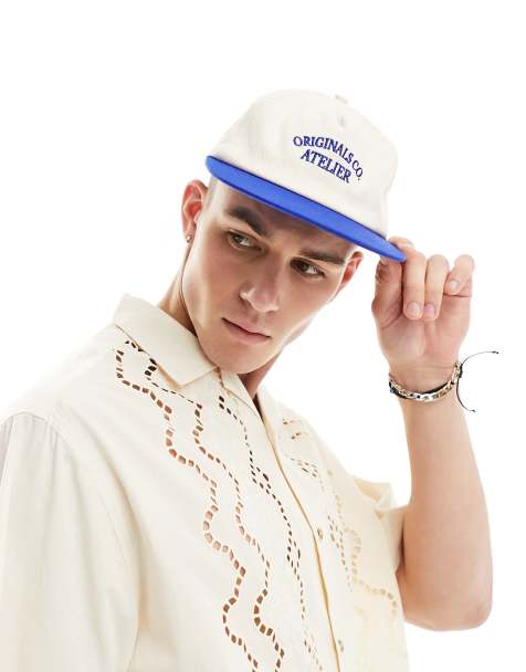 Gorra azul con diseño de 5 paneles y logo bordado de Jack & Jones - view 1