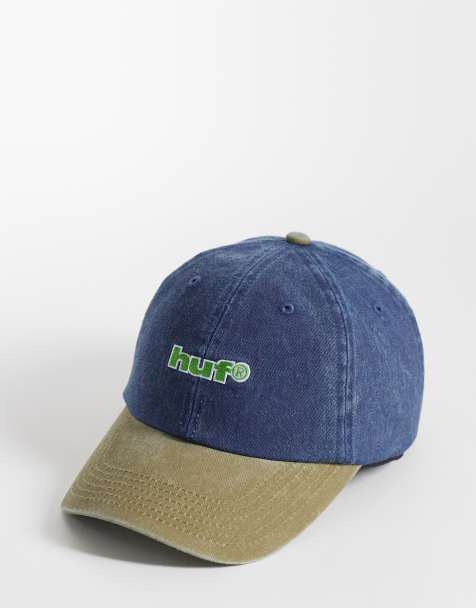 Gorra azul lavado y verde con diseño de 6 paneles con logo y visera en contraste en dos tonos 89 de HUF - view 1