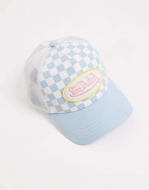 Gorra azul y blanca a cuadros de estilo camionero de Von Dutch, 2 de 3