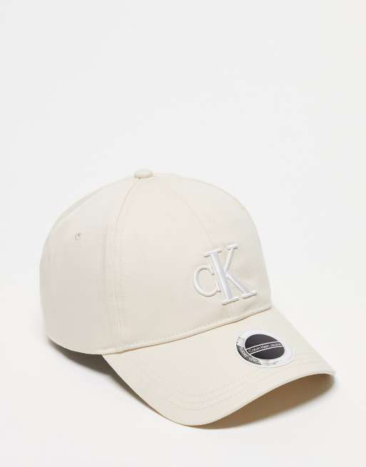 Gorra beis con logo de monograma de algodón de Calvin Klein Jeans
